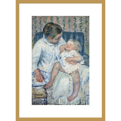 «Mother About to Wash Her Sleepy Child» par Mary Cassatt, impression giclée encadrée