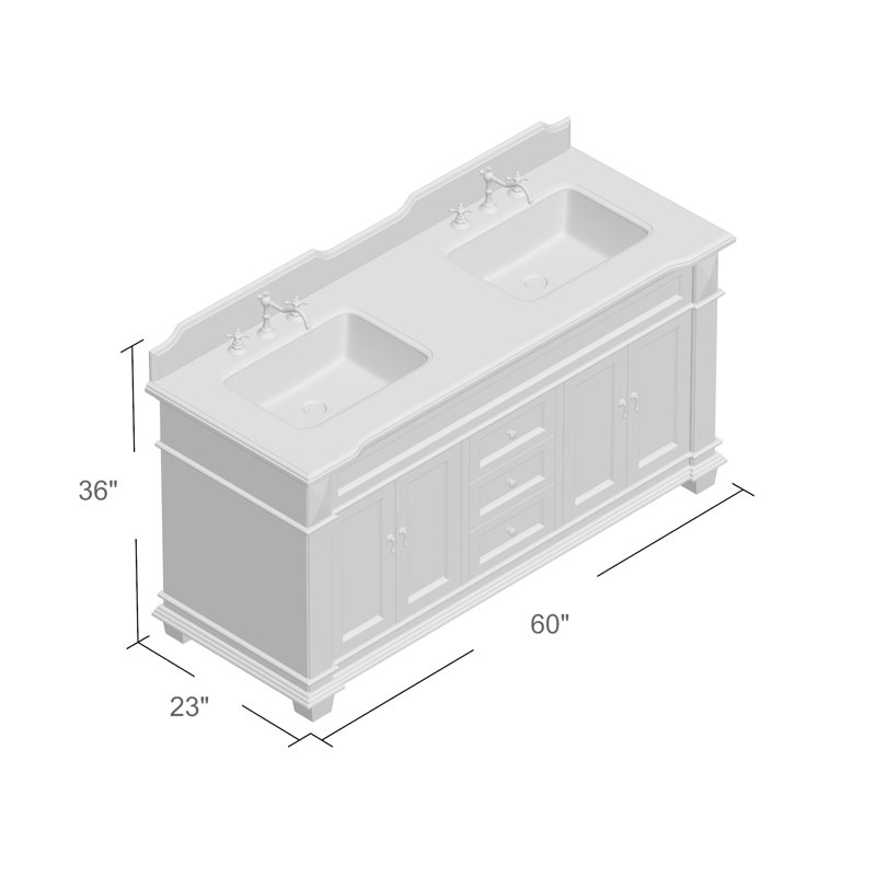 Ensa 60'' Double Bathroom Vanity with Top, Charcoal Gray, Carrara Marble