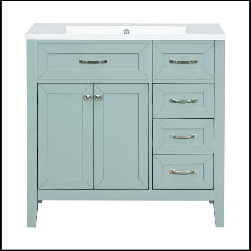 Meuble-lavabo simple avec plateau 35,98 po Savitt, Vert