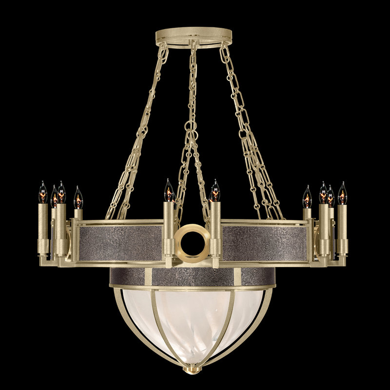 Mirage 15 - Light Chandelier, Pebble/Brass/Soft Gold Leaf