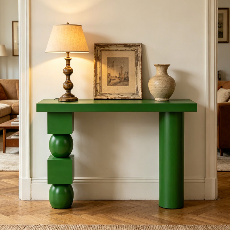 Table d'entrée Mid-Century, H 31,5 po x l 47,2 po x P 11,8 po, Vert