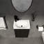 Meuble-lavabo de 40 cm (16 po) pour petite salle de bain, en céramique noire moderne avec armoire intégrée, idéal pour les petits espaces et facile à nettoyer.