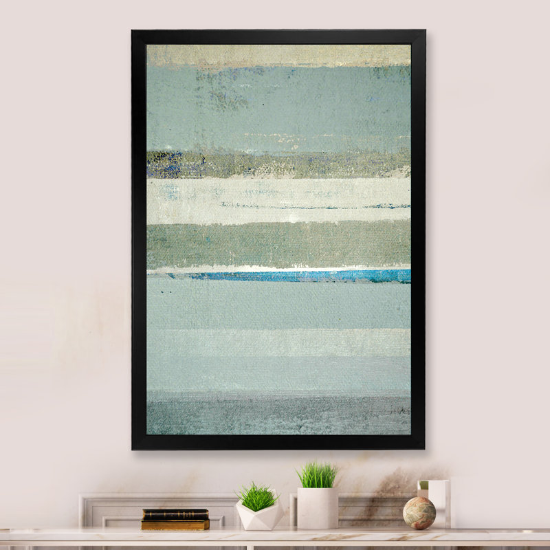 Art moderne gris et bleu II 2FL47768, H 20 po x l 12 po x P 1 po, Cadre noir