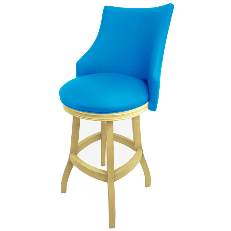 Tabouret pivotant en bois Ridfortore, Beige, Bleu Caroline, Tabouret de bar (assise de 30 po de hauteur)
