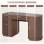 Bureau de direction cannelé de 55 po, bureau d'ordinateur moderne Mid Century avec tiroirs et station de charge, bureau d'écriture en bois avec tiroir classeur et armoire de rangement, noyer