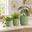 Ensemble de 3 pots à plantes en céramique verts avec trous de drainage