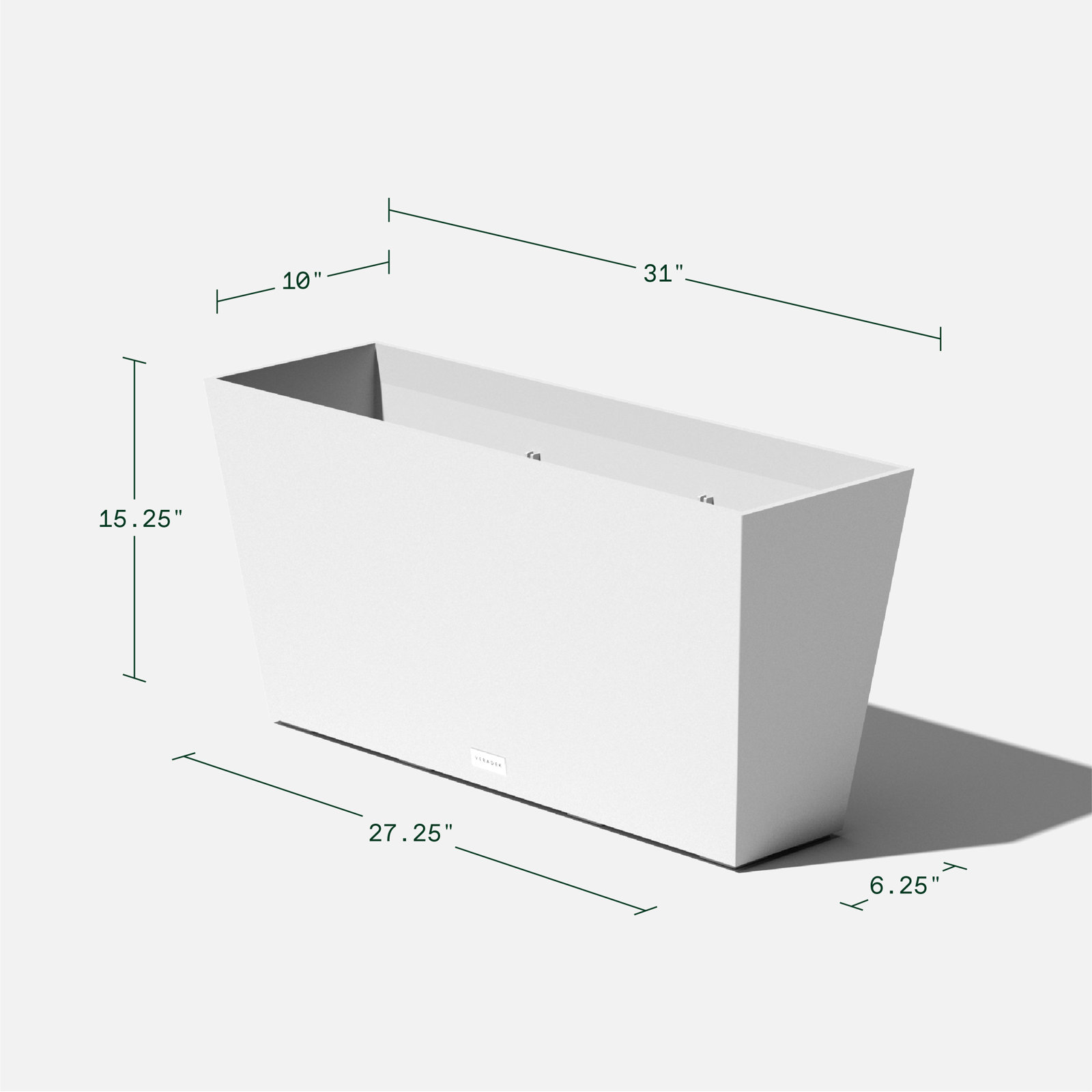 Pure Series Midori Planter, 19.75" H x 39.5" W x 12.5" D, 2, White