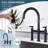 KPAIDA Bridge Kitchen Faucet with Pull Down Sprayer, 3 Hole 8 Inch Kitchen Sink Faucet-69050223