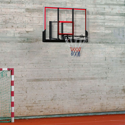 Soozier Wall Mounted Basketball Hoop Outdoor, Basketball Accessories with 43" x 30" Shatterproof Backboard
