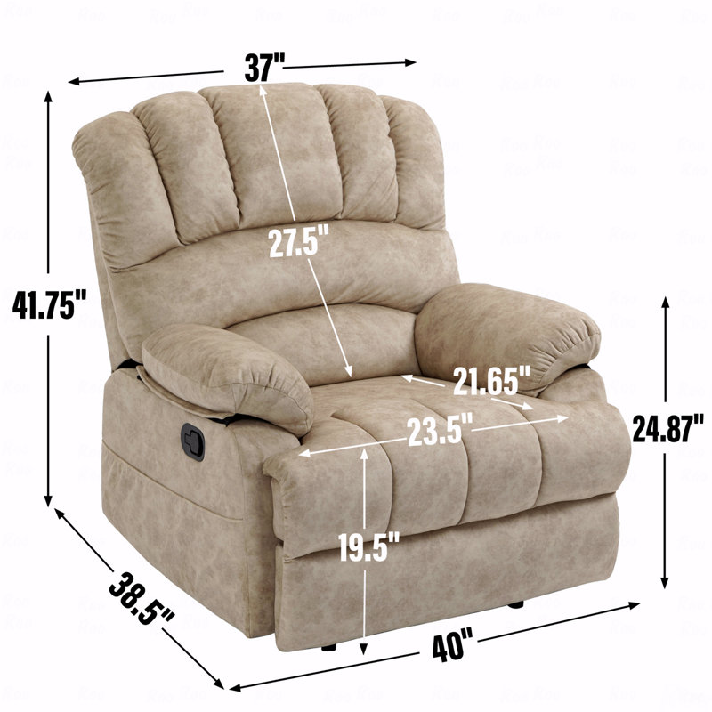 Grand fauteuil manuel avec fauteuil inclinable en tissu rembourré pour le salon, beige, Beige