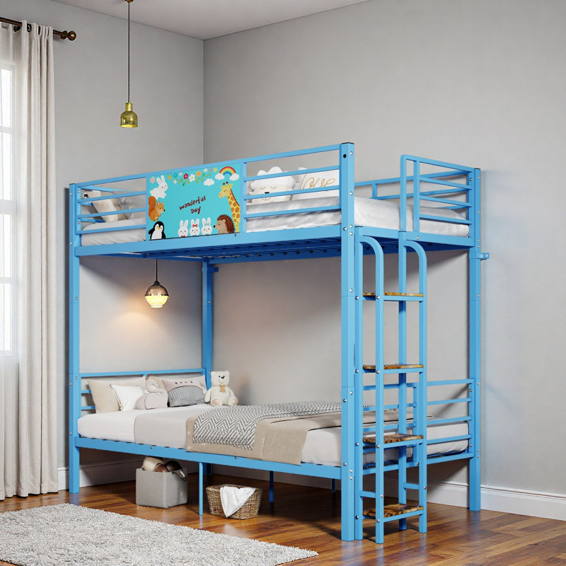 Aide au sommeil doux et confortable / rapide / Lit superposé simple au-dessus d'un lit simple en métal robuste et durable, structure de lit superposé au sol avec échelle