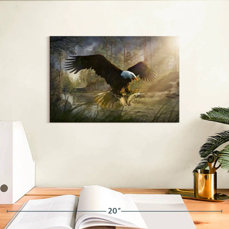 Brampt Bald Eagle Catching Fish, 8" H x 12" W