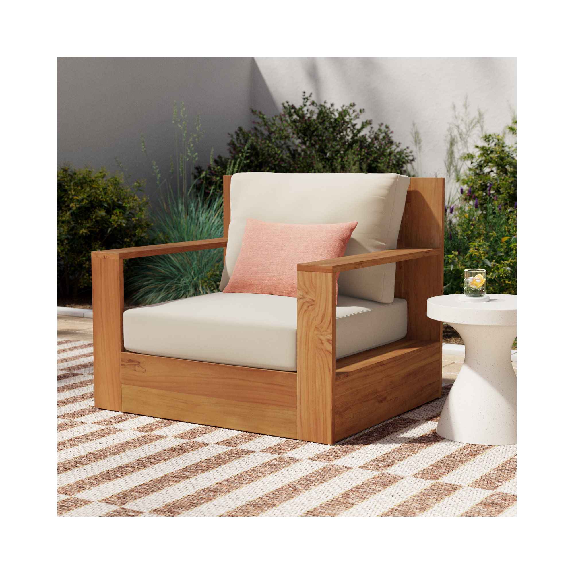 Azul Kauai Brazilian Teak Patio Chair, Beige