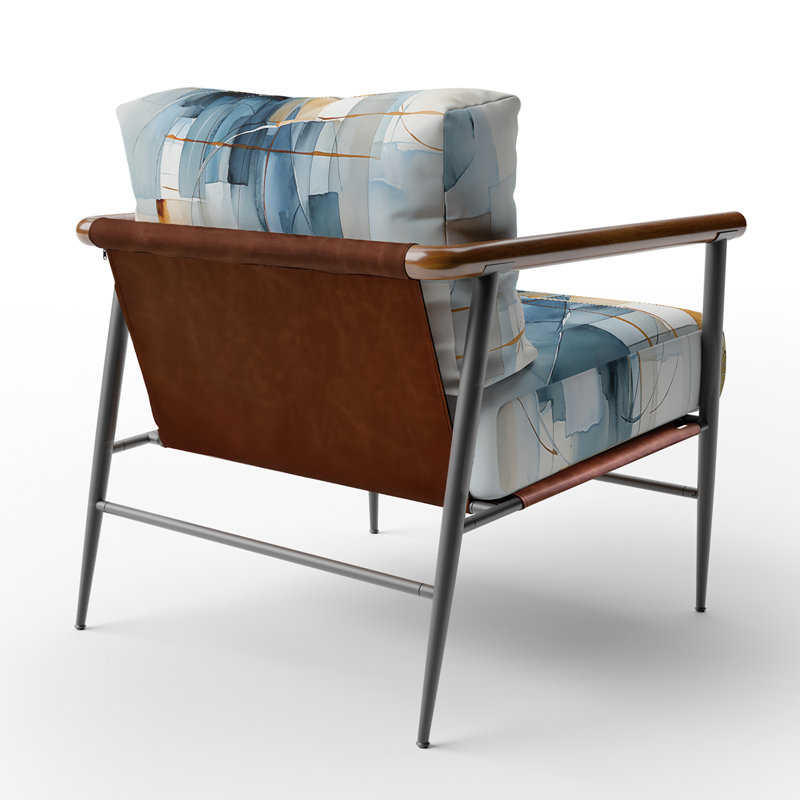 Fauteuil d'appoint rembourré abstrait Blue Geometrics II, Noir