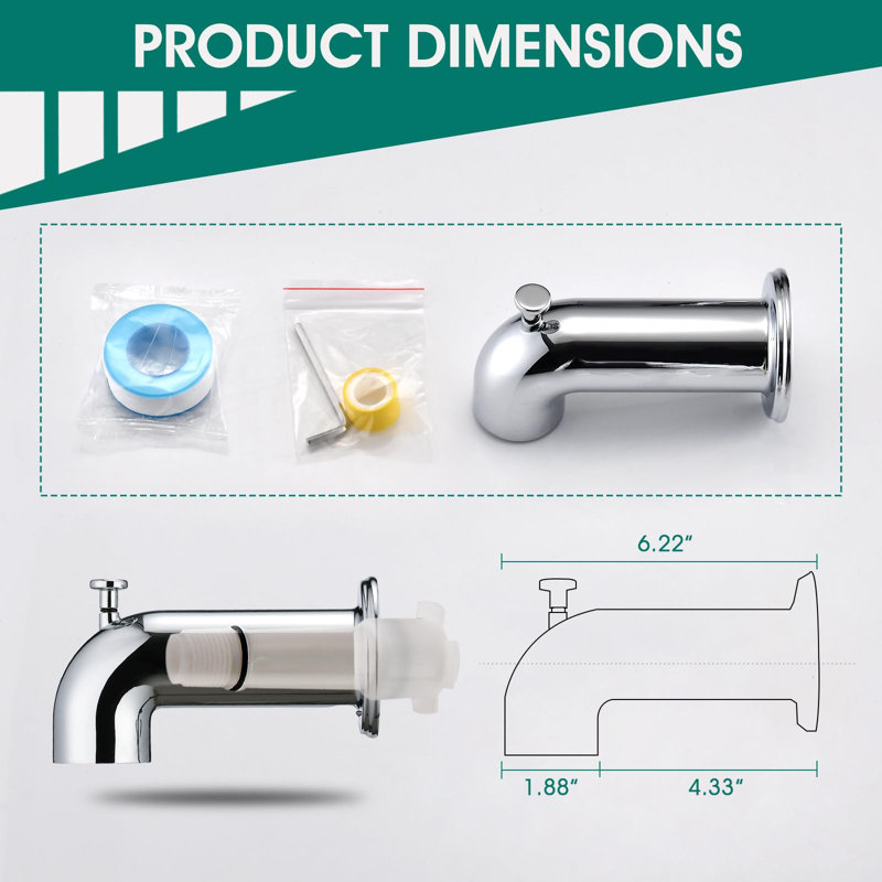 Wall Tub Spout with Diverter, Chrome