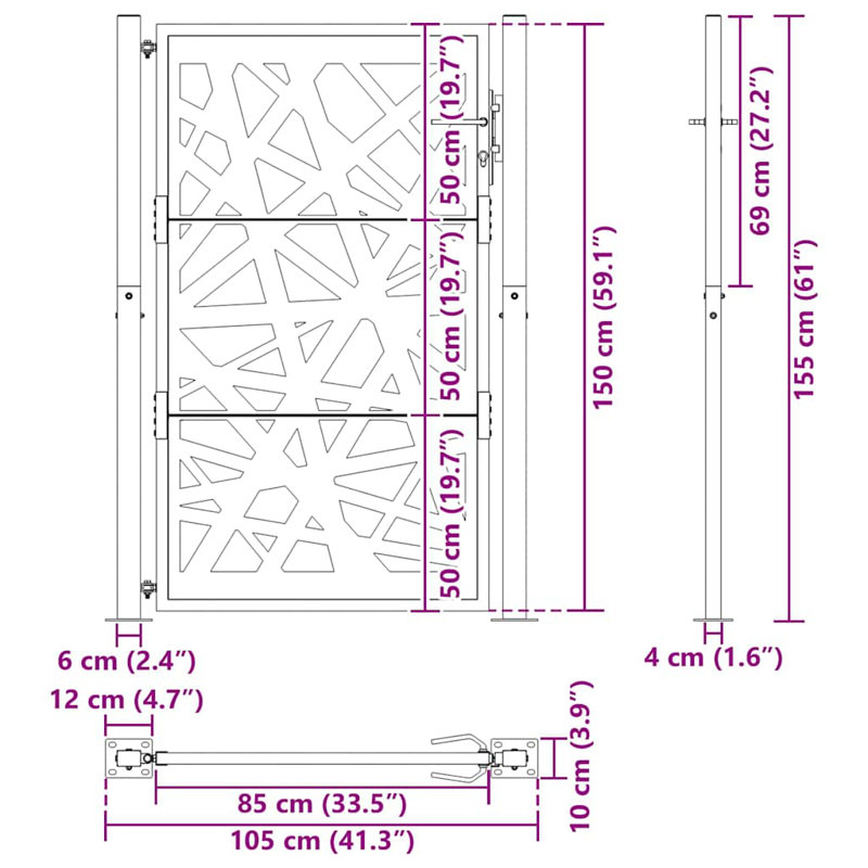 Steel Gate Fencing, 155cm H x 105cm W
