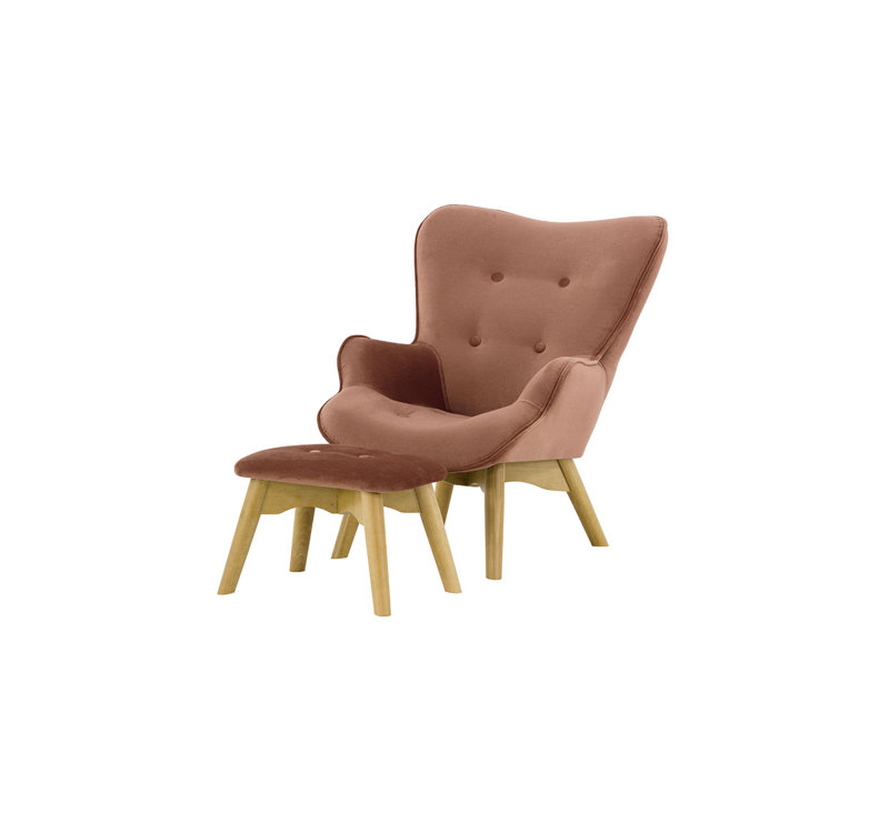 Batson Children's Armchair With Footstool, Pink/Light Oak