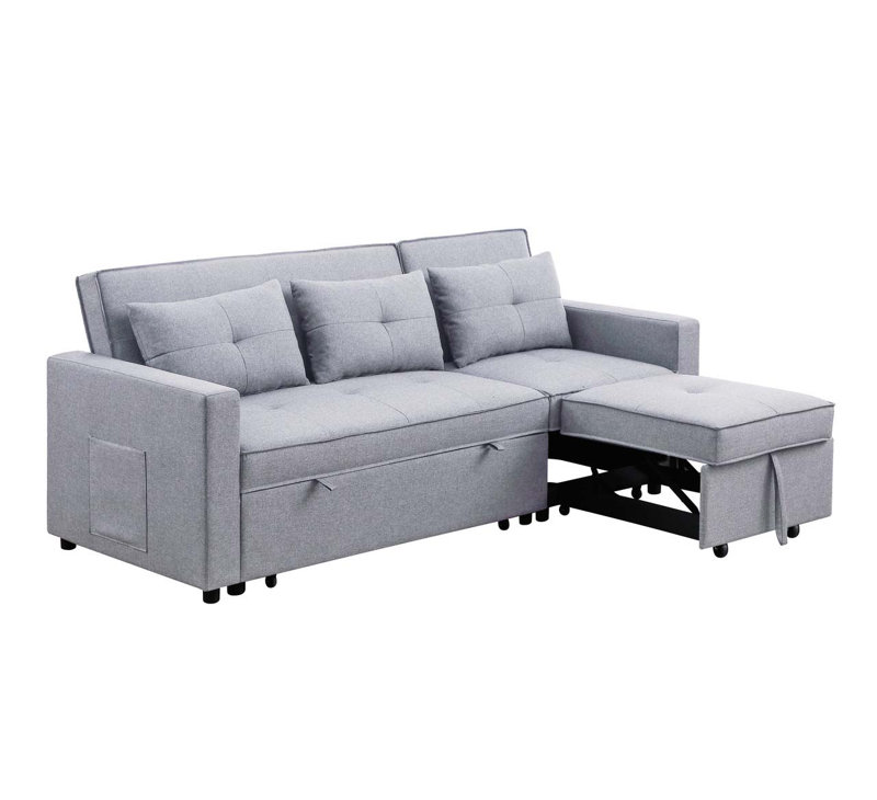 Latitude Run® Zoey 79.75" Light Gray Linen Convertible Sleeper Sofa ...