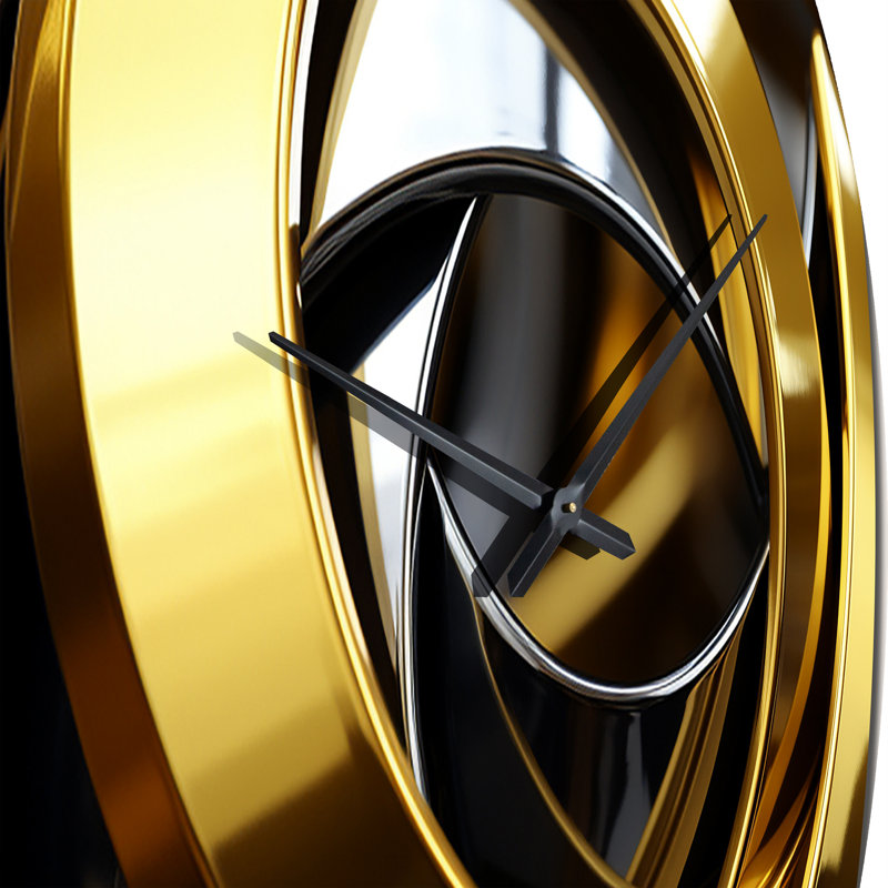 Horloge murale en métal - Tourbillon circulaire futuriste or et argent, Petit