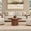 Rollan 32" Wide Round Fluted Coffee Table in Brown Oak-988844255