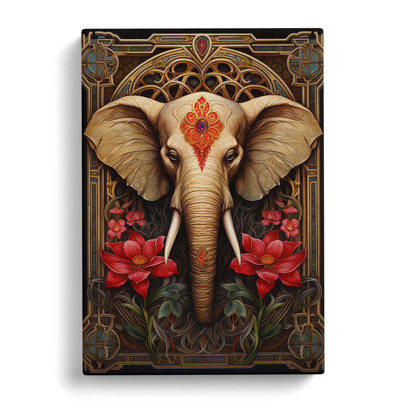 Elephant Art Nouveau Art - No Frame Print, 76cm H x 50cm W x 3cm D