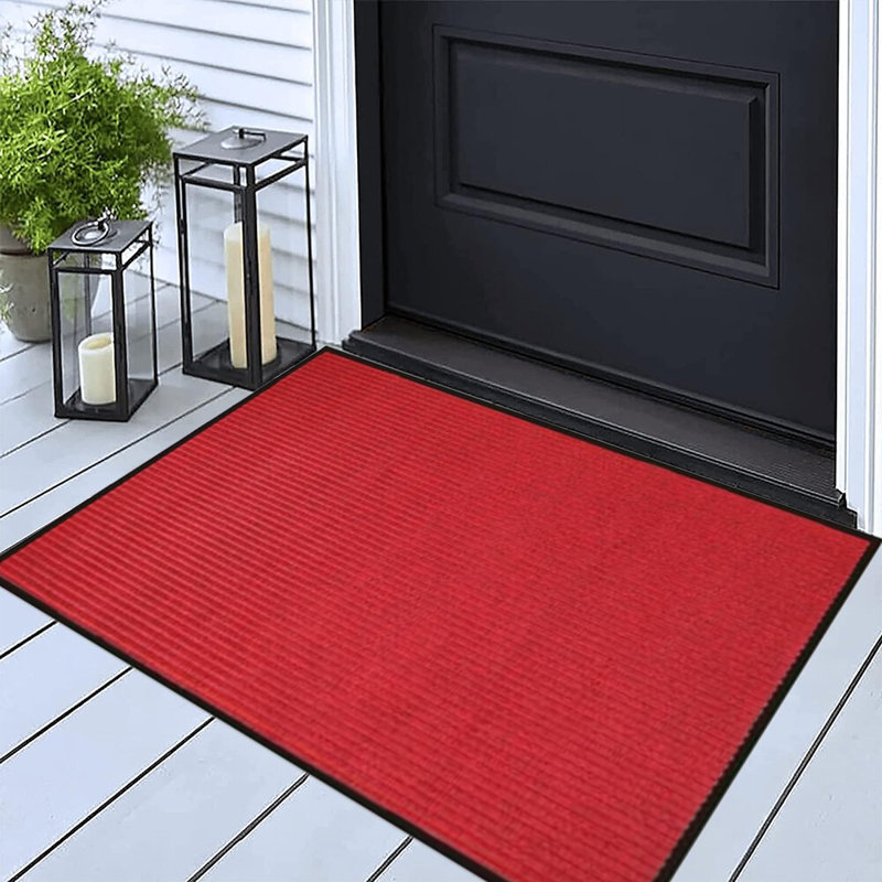 Tapis d'entrée antidérapant extérieur Aigan, Rectangulaire 1 pi 4 po x 2 pi, Rouge