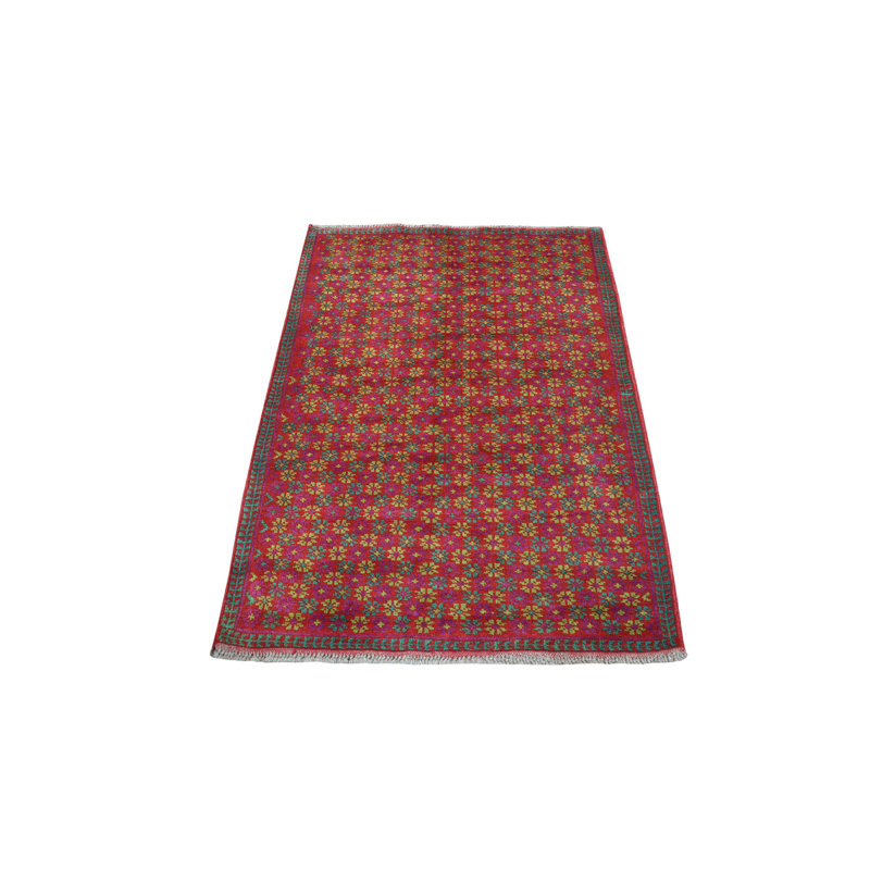 Tapis de zone en laine 3 pi 8 po x 4 pi 7 po one-of-kind-noué la