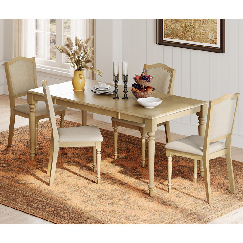 5 Piece Dining Table Set - Includes One Dining Table, 4 Wood Dining Chairs, Farmhouse Dining Set, Oak