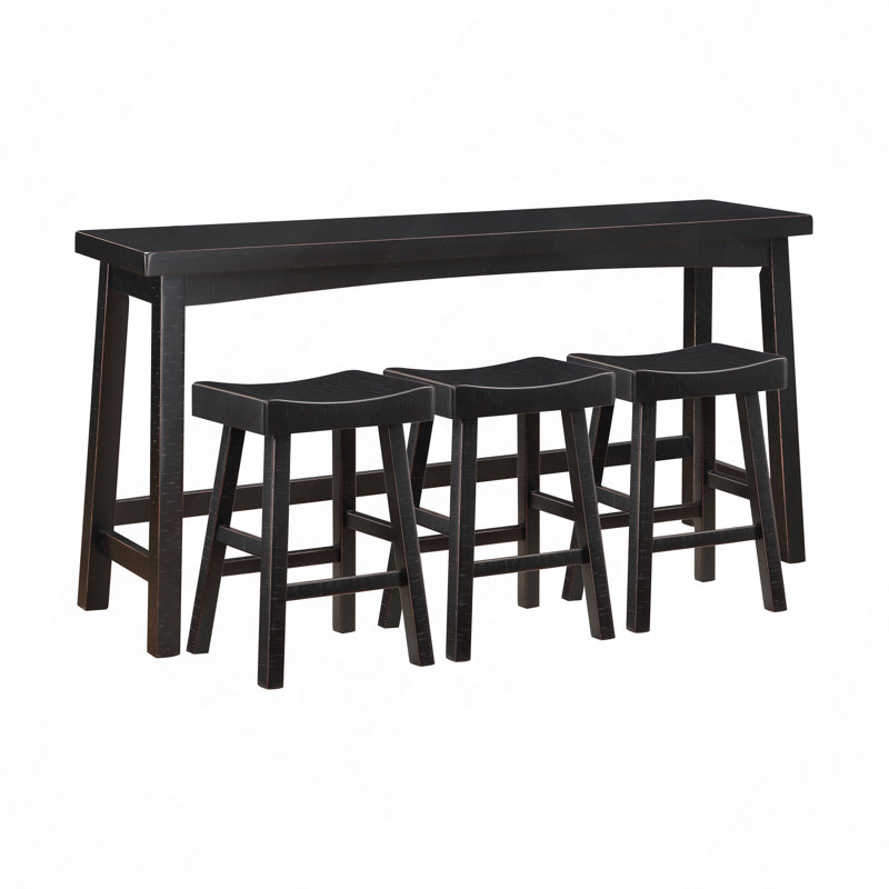 Ensemble de 4 tabourets à hauteur de comptoir, table et tabouret de comptoir, Noir, Noir, Noir