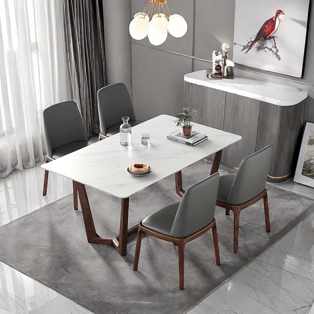 Greyleigh Modern Matte Rock Plate Dining Table Chair Set - Wayfair Canada