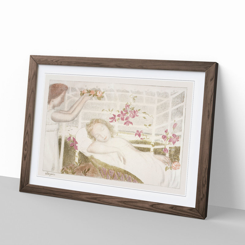 Allegory by Maurice Denis - Picture Frame Painting, 48cm H x 65cm W x 2cm D, Walnut Framed