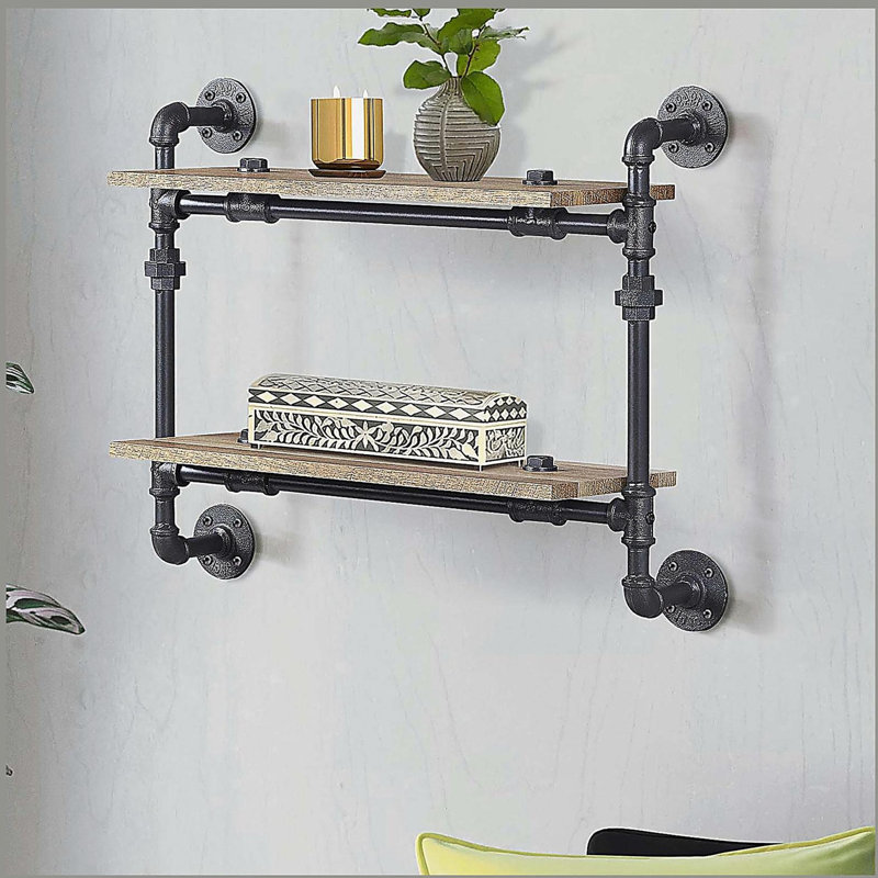 Étagère murale rectangulaire à 2 niveaux, H 24,5 po x l 28,5 po x P 9,5 po