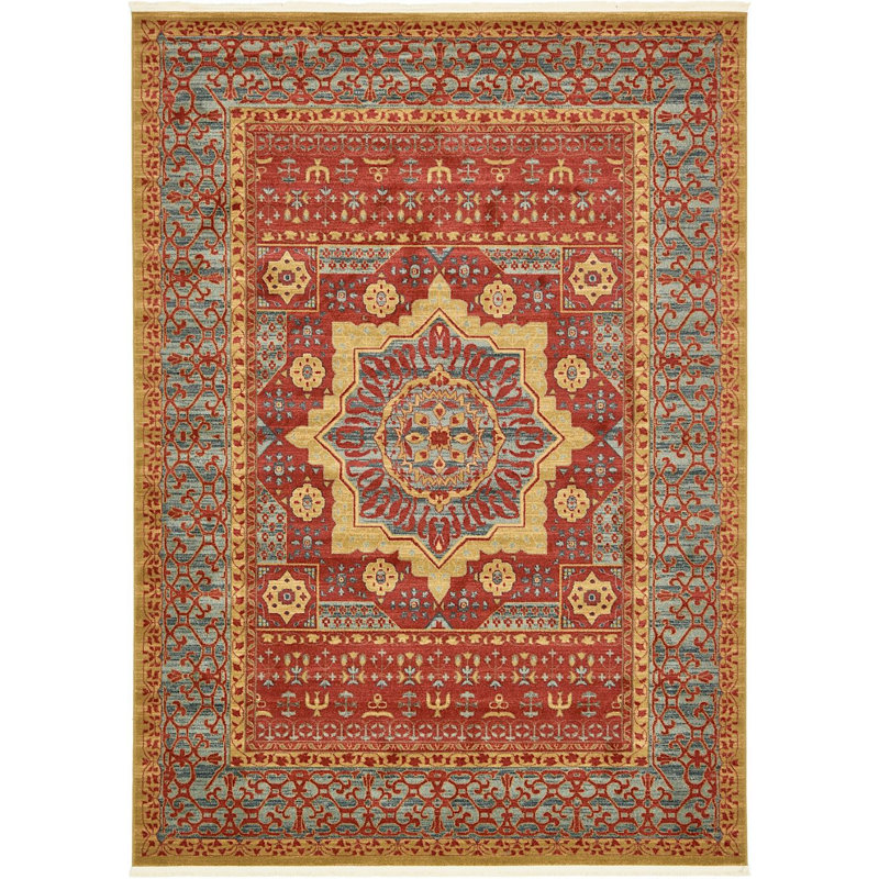 Tapis oriental rouge Ophelia, Rectangle 6 pi 1 po x 9 pi