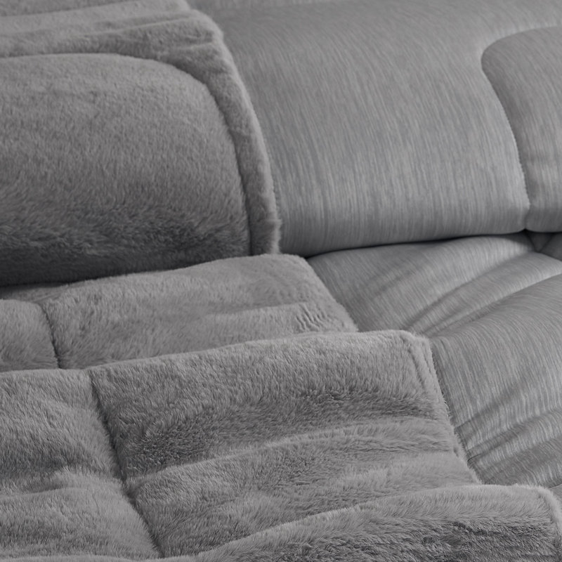Coma Inducer Opposites Attract Plush Chartreux Gray + Cooling Silver Gray Oversized Comforter Set