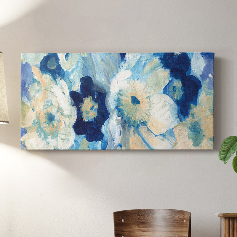 Bleu Nocturne II - Toile tendue avec châssis - Prêt à accrocher, H 16 po x l 32 po