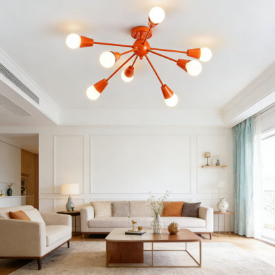 Lustre moderne Spoutnik avec 8 lumières, conception à bras linéaire pour le salon, la chambre à coucher, la cuisine, la salle à manger et le vestibule, compatible avec les ampoules à intensité variable E26