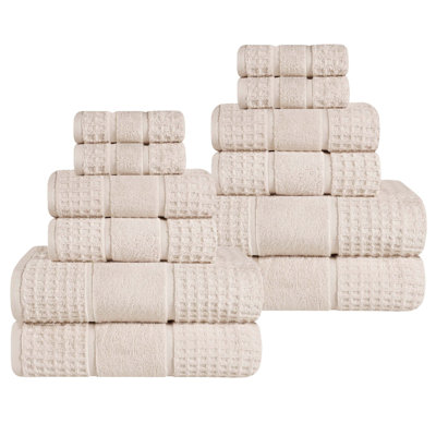 Hisela 3-Piece Waffle Cotton Towel Set