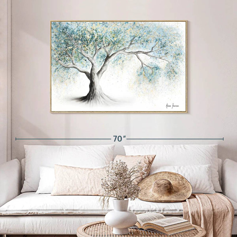 Arbre givré doux, Cadre flottant en bois naturel, 46 po x 31 po