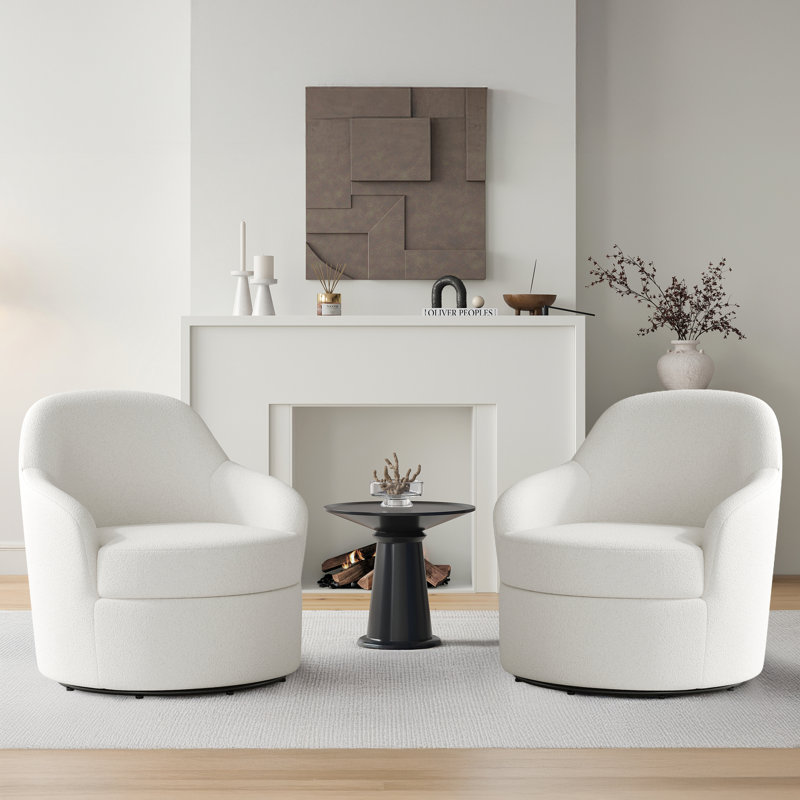 Fauteuil demi-tonneau pivotant rembourré avec base solide et fauteuil d'appoint moderne