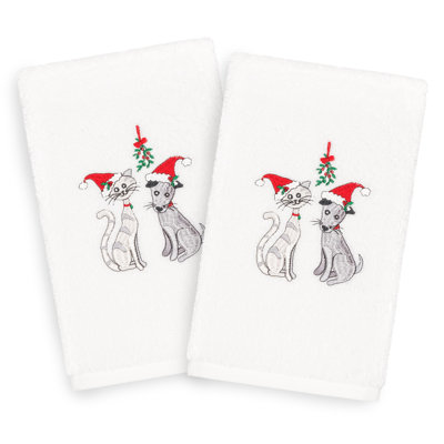 Christmas Cute Couple Embroidered Luxury Turkish Cotton Hand Towel