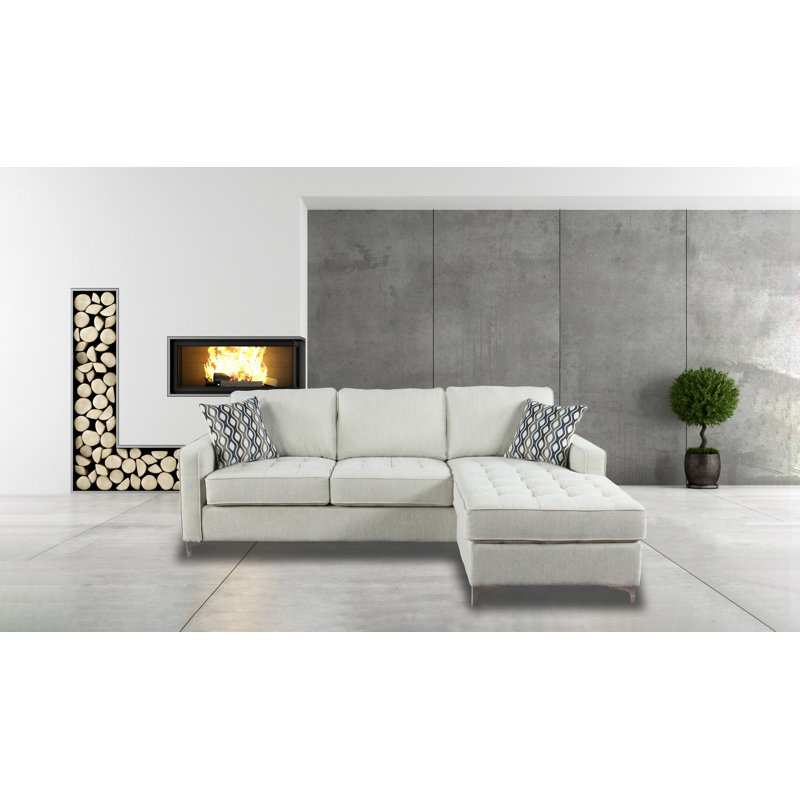 Canapé et chaise longue réversible de 93 po Galinda, 100 % polyester gris platine