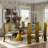 Boucle Upholstered Chairs With Glam High Stainless Steel Back And Legs-1103236343
