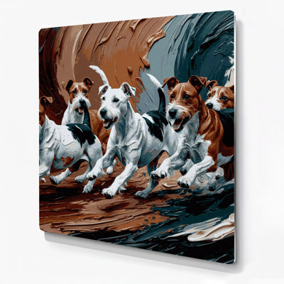 «Dogs Smooth Fox Terrier», art mural en métal brun