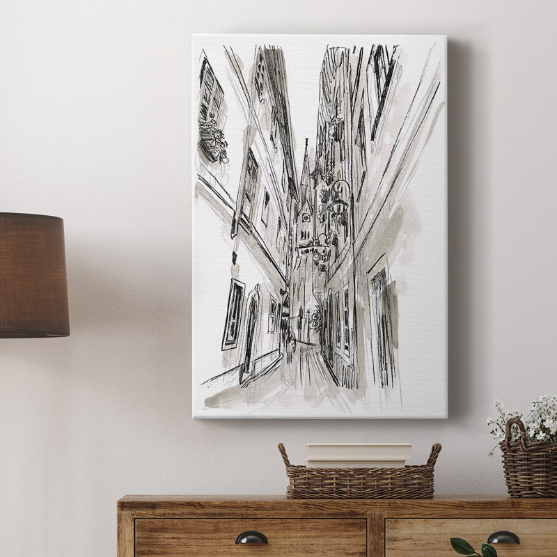 Europe Street Sketches III - galerie Cavas personnalisée, H 18 po x l 12 po