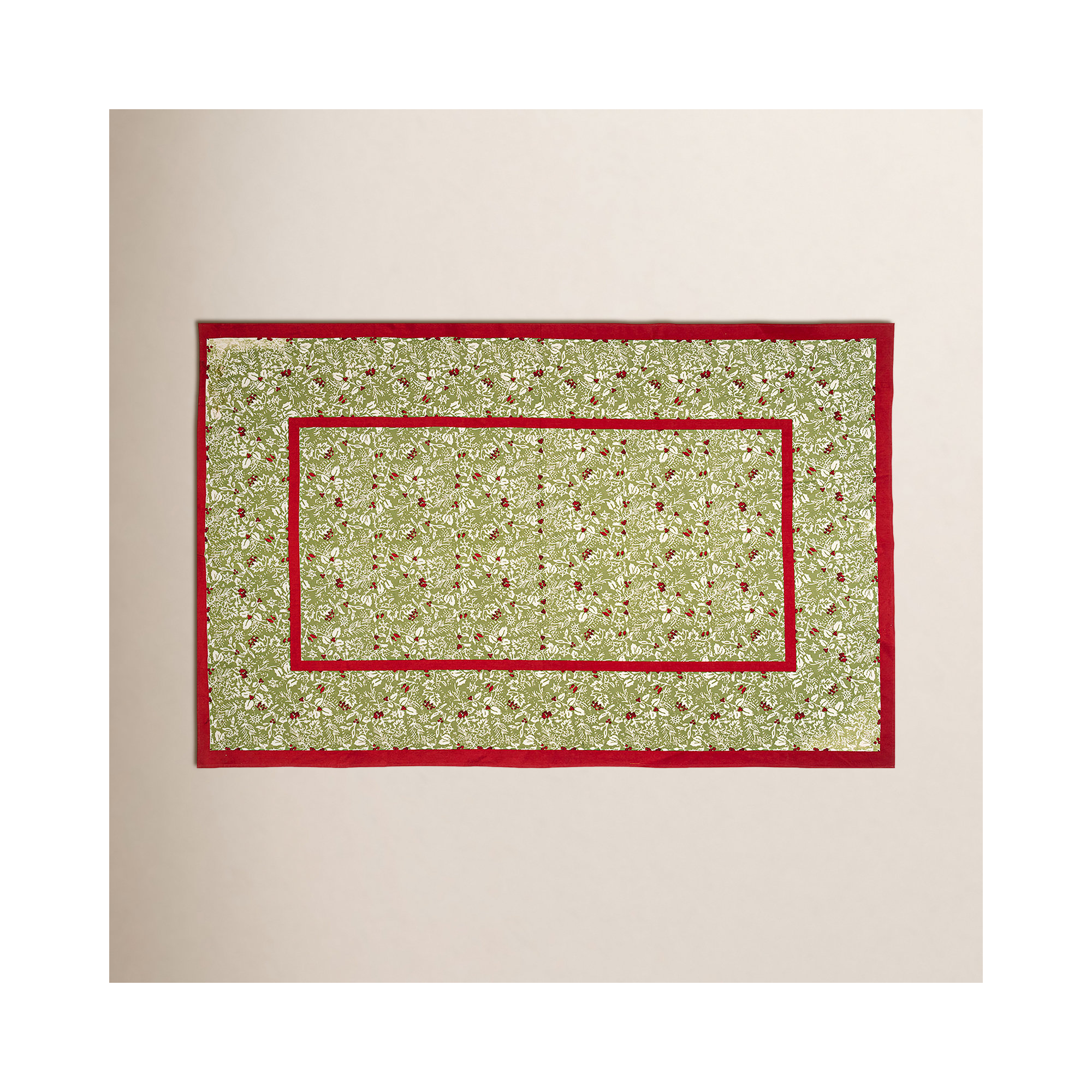 Liljan Floral Christmas Tablecloth, 106" x 71"