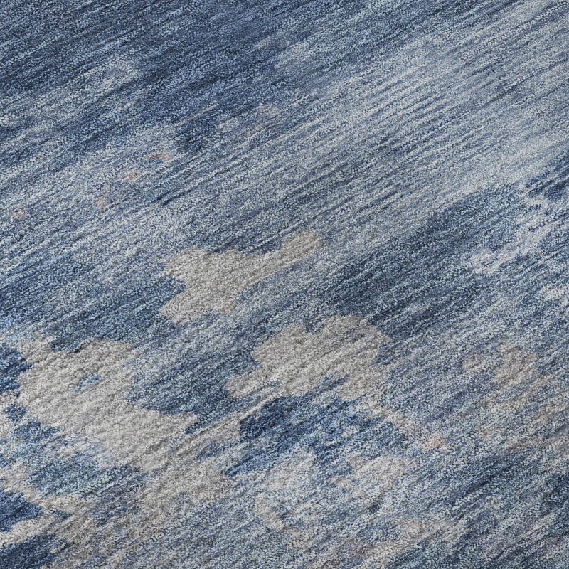 Premium Machine Washable Mayfield AMF2075 Abstract Rug, 8' x 10', Navy