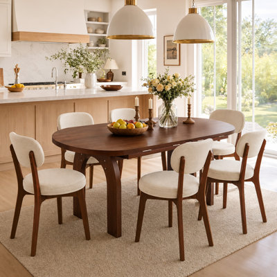 Ensemble de 6 tables de salle à manger rondes extensibles en bois massif de 130 cm (51 po)