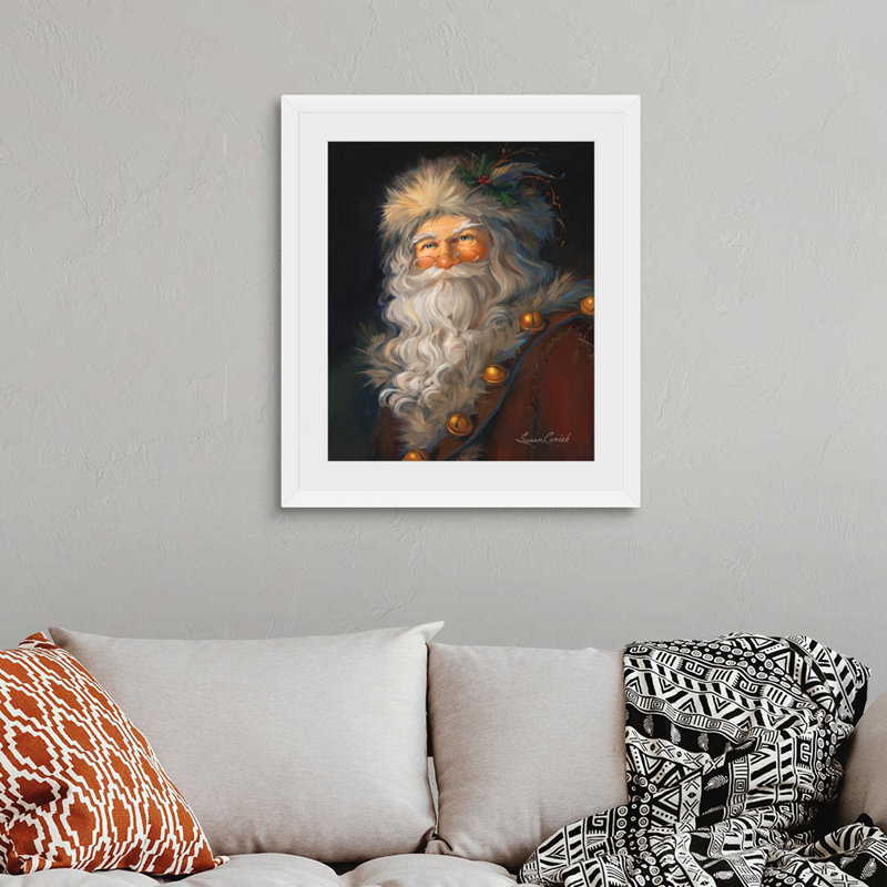 Père Noël, art mural par Susan Comish, H 24 po x l 20 po, Impression encadrée, Blanc