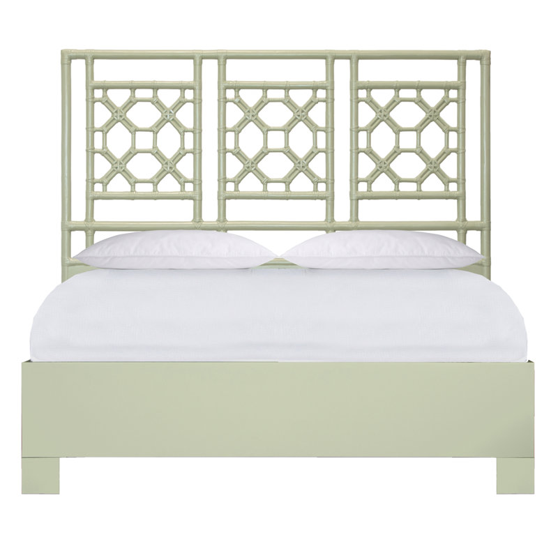 Lattice Back Platform Bed, Queen, Celery Green
