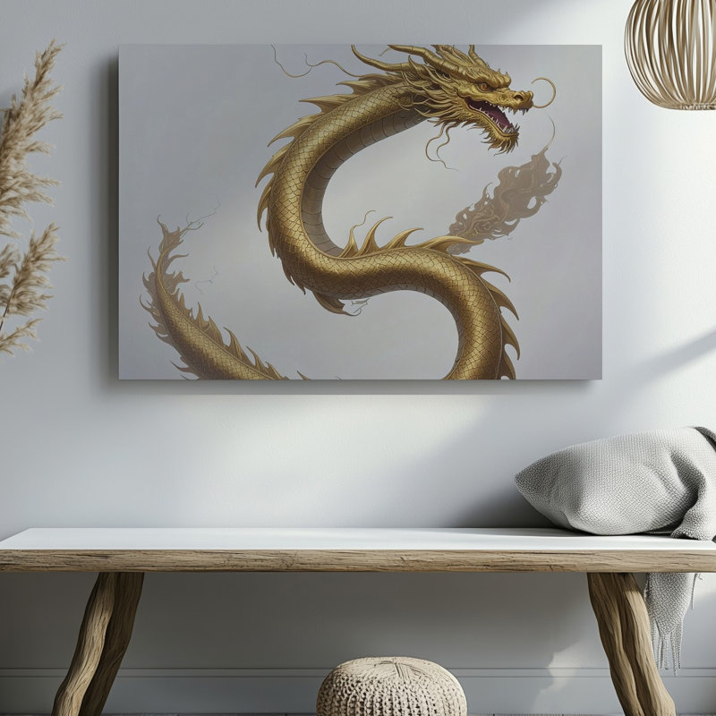 Toile de dragon doré doré, H 9 po x l 12 po